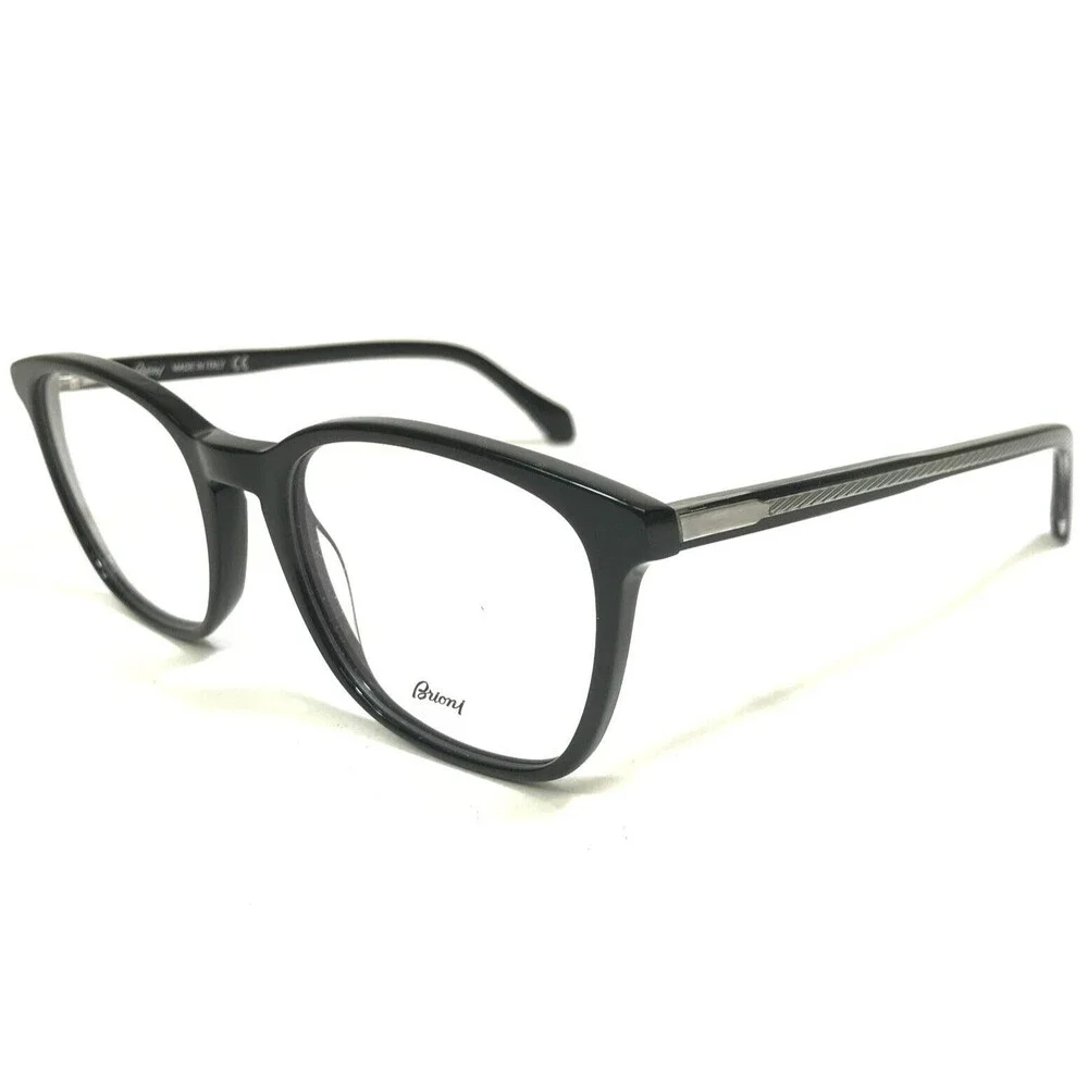 Brioni Eyeglasses Frames BR0033O 001 Black Silver Square Full Rim 52-20-145